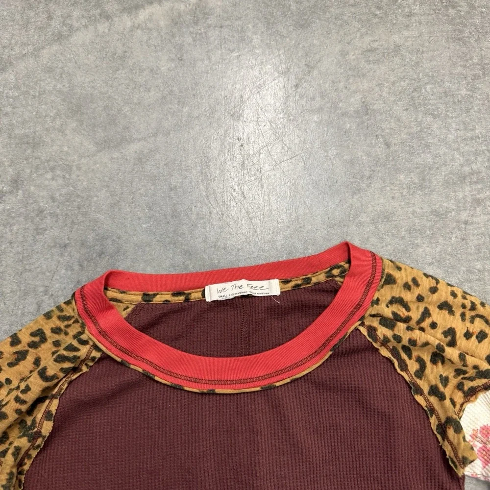 Free People Bright Side Thermal Vino Combo Shirt Women Purple Long Sleeve Tee S